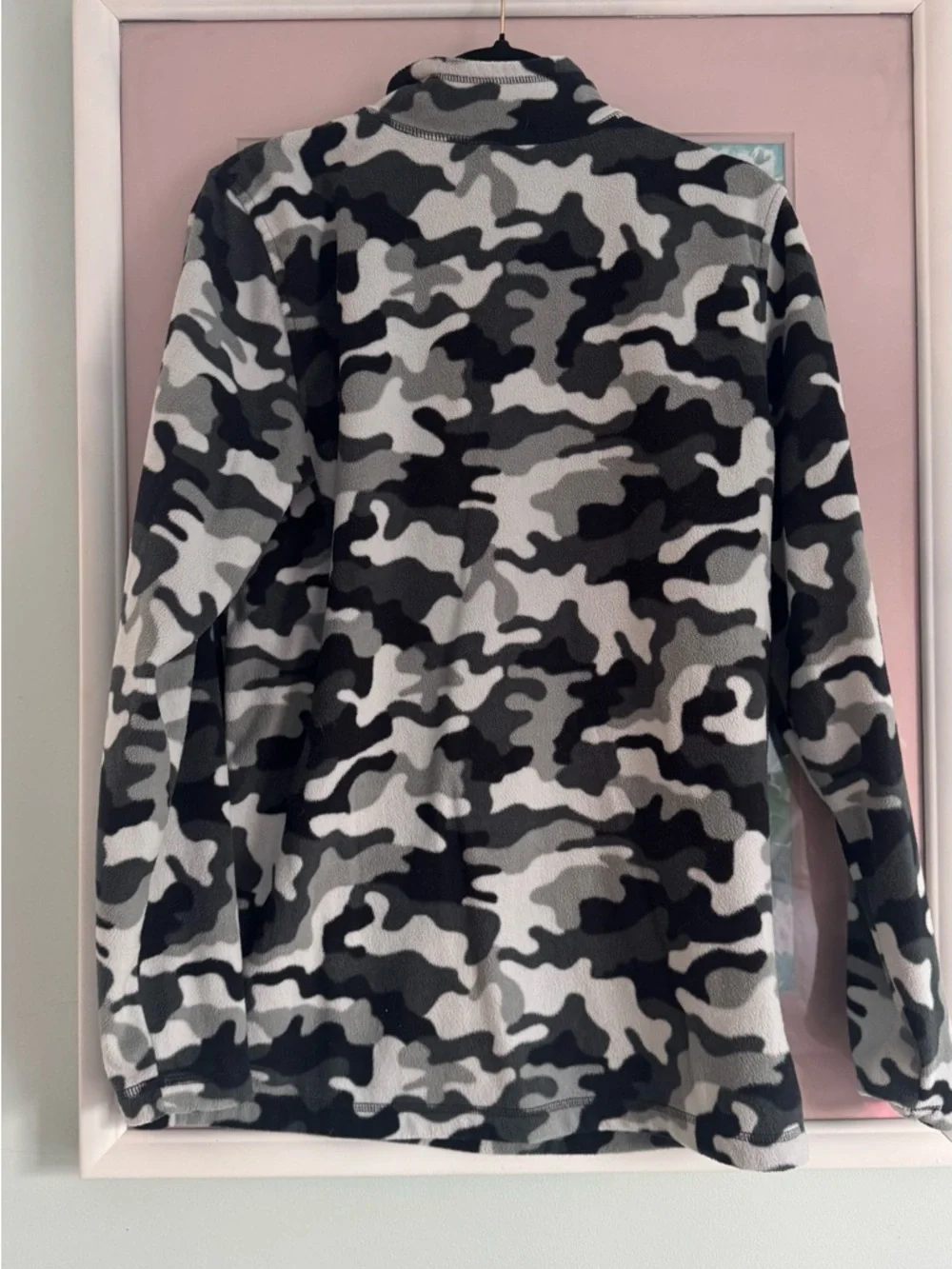Lands' End Black & Gray Camo Quarter-Zip Hoodie